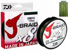 PLECIONKA DAIWA J-BRAID X 8 GREEN 150m 0,16mm 9kg