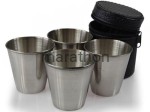 KIELISZKI 4 SZT STAL NIERDZEWNA FUTERAŁ 70ml WRO-W