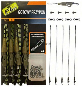 ZESTAW KARPIOWY LEADCORE 4szt 80cm z bezpiecznym klipsem FL Wrocław